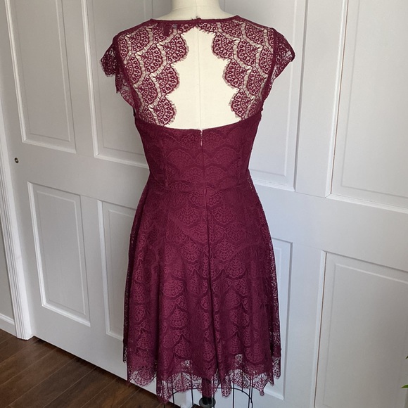 Kensie - Lace Cocktail Dress - Wine - 6 - Picture 9 of 10